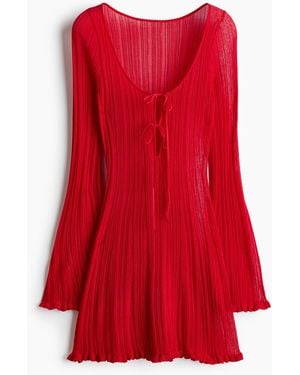 H&M Geripptes Strandkleid - Rot