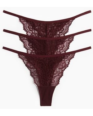 H&M 3er-Pack Tangas aus Spitze - Rot