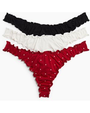H&M 3er-Pack Tangas mit Overlockdetail - Rot