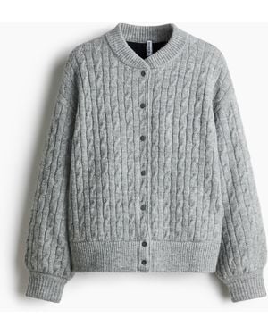 H&M Pilotenjacke in Zopfstrick - Grau