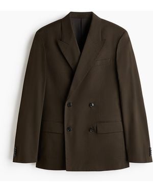 H&M Zweireihiges Jackett in Relaxed Fit - Braun
