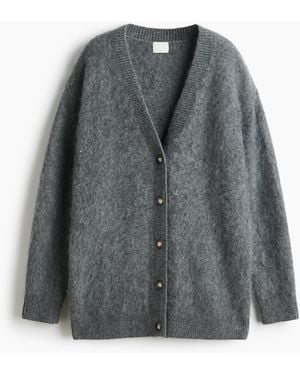 H&M Oversized Cardigan aus Wolle - Grau