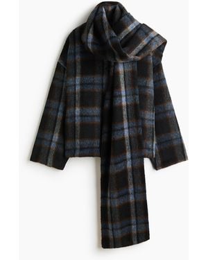 H&M Geruwde Jas Met Sjaal - Zwart