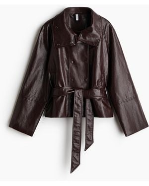H&M Zweireihige Jacke mit Coating - Braun
