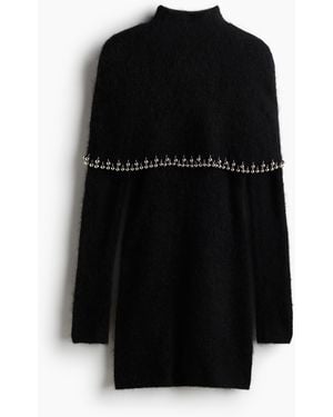 H&M Perlenbesetztes Kleid aus Mohairmix - Schwarz