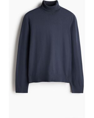 H&M Rollkragenpullover aus Feinstrick in Regular Fit - Blau