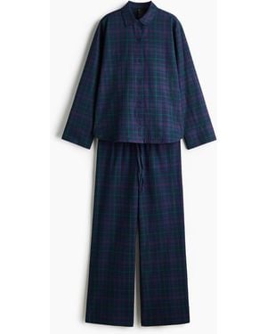 H&M Pyjama aus Baumwollflanell - Blau