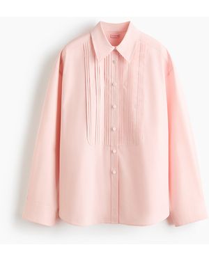 H&M Popelinebluse mit Hemdbrust - Pink