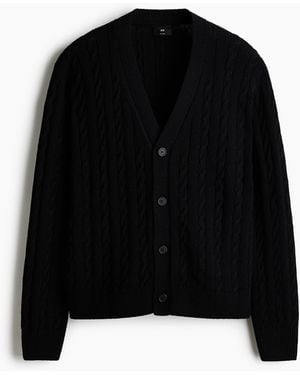 H&M Cardigan mit Zopfmuster in Relaxed Fit - Schwarz
