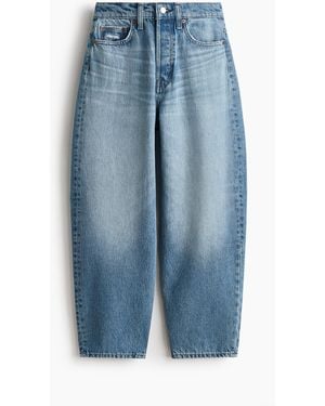 H&M Barrel High Waist Ankle Jeans - Blauw