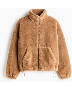 H&M Flauschige Jacke mit Stehkragen - Natur