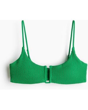 H&M Wattiertes Bikinitop - Grün