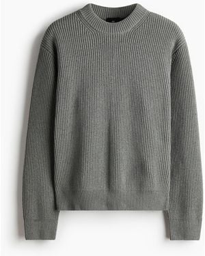 H&M Gerippter Pullover in Relaxed Fit - Grau