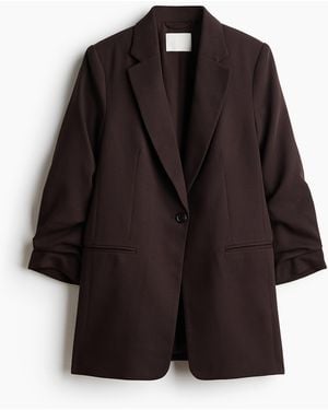 H&M Blazer mit gerafften Ärmeln - Schwarz
