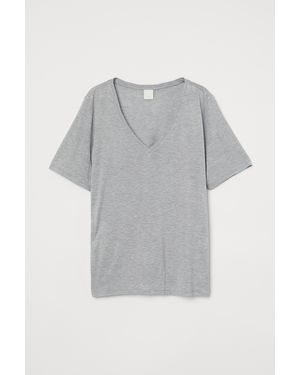 H&M V-Shirt aus Viskose - Grau