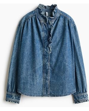 H&M Bluse mit Volants - Blau
