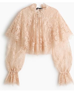 H&M Spitzenshirt mit Cape-Detail - Natur