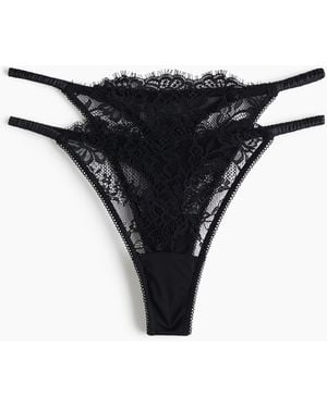 H&M 2er-Pack Tangas aus Satin und Spitze - Schwarz