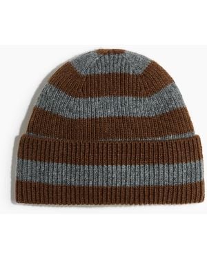 H&M Gerippte Mütze aus Wollgemisch - Braun