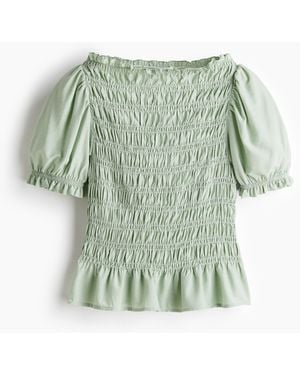 H&M Gesmokte Bluse - Grün