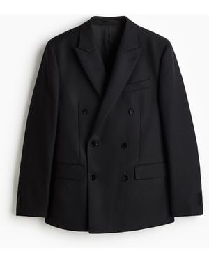 H&M Zweireihiger Blazer aus Wollmix in Regular Fit - Schwarz