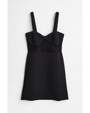 H&M Mini-jurk Met Kant - Zwart