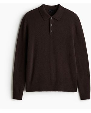 H&M Poloshirt aus Wolle in Regular Fit - Schwarz