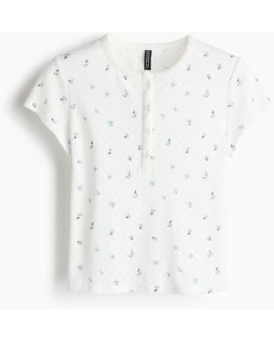 H&M Shirt aus Pointelle-Jersey - Weiß