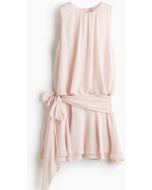 H&M Chiffon Jurk Met Strikbanden - Roze