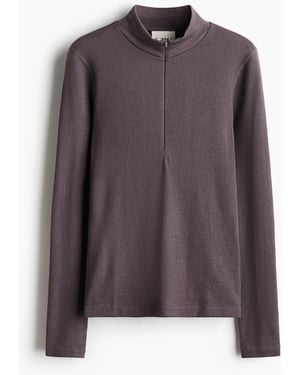H&M Geripptes Unterziehshirt aus Wollgemisch - Lila
