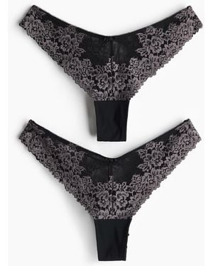 H&M 2er-Pack Brazil Slips aus Spitze - Schwarz