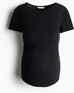H&M Mama Geribd T-shirt Van Pimakatoen - Zwart