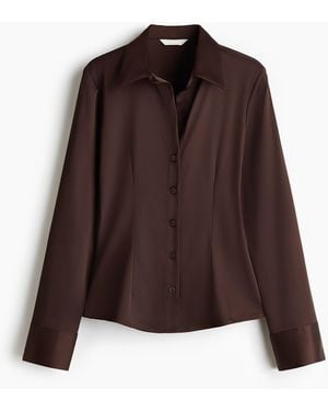 H&M Taillierte Satinbluse - Braun