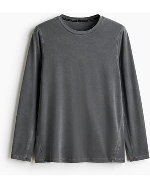 H&M Langarm-Sportshirt mit DryMove in Regular Fit - Schwarz