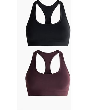 H&M 2er-Pack Seamless Sport-BHs mit DryMove - Schwarz