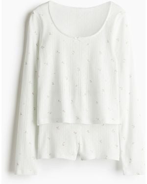 H&M Pyjama Met Pointelledessin - Wit