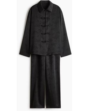 H&M Pyjama mit Knebelknöpfen - Schwarz