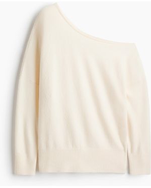H&M One-Shoulder-Pullover aus Feinstrick - Weiß