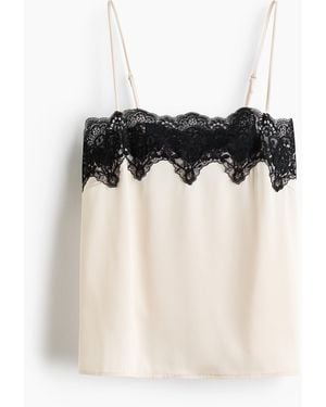 H&M Schlaftop aus Satin mit Spitze - Schwarz