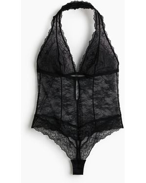 H&M Tangabody aus Spitze mit Neckholder - Schwarz
