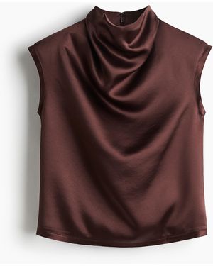 H&M Satintop mit Wasserfallausschnitt - Braun