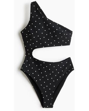 H&M One-Shoulder-Badeanzug mit wattierten Cups - Schwarz