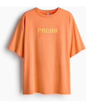 H&M Oversized T-Shirt mit Printmotiv - Orange