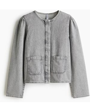H&M Denim Jack Met Pofmouwen - Grijs