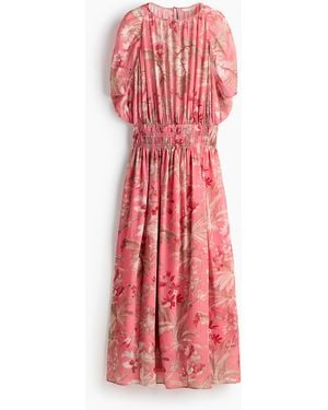 H&M Chiffon Jurk Met Capemouwen - Rood