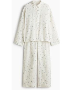 H&M Pyjama Van Katoenen Mousseline - Wit