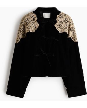 H&M Fluwelen Jasje Met Kant - Zwart