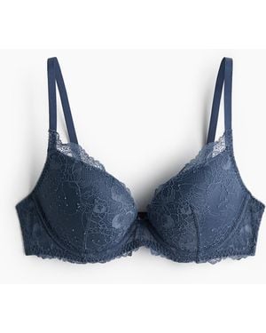 H&M Kanten Push-up Bh - Blauw