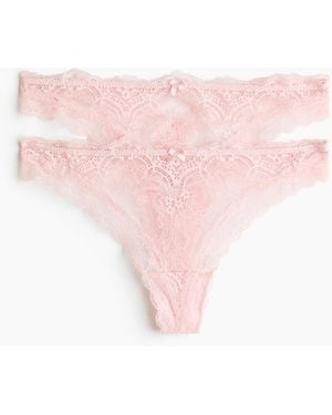 H&M 2er-Pack Tangas aus Spitze - Pink