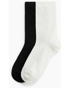 H&M 2er-Pack Gerippte Socken - Schwarz